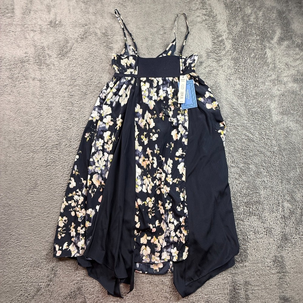 Simply Vera Vera Wang XS Women Floral Spaghetti Strap Dress Navy Blue Pink - Picture 1 of 7